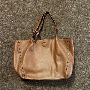 Brown Studded Tote Bag